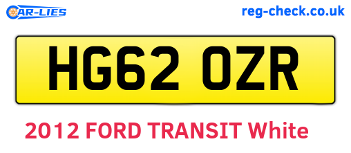 HG62OZR are the vehicle registration plates.