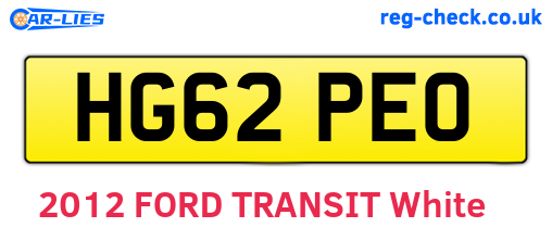 HG62PEO are the vehicle registration plates.