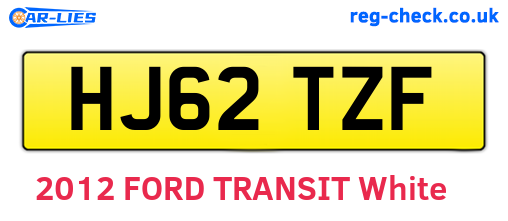HJ62TZF are the vehicle registration plates.