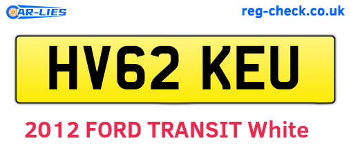 HV62KEU are the vehicle registration plates.