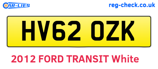 HV62OZK are the vehicle registration plates.