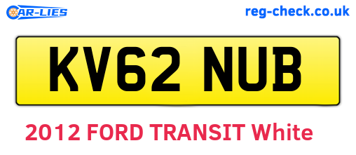 KV62NUB are the vehicle registration plates.
