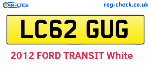 LC62GUG are the vehicle registration plates.