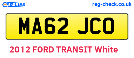 MA62JCO are the vehicle registration plates.