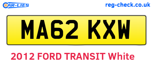 MA62KXW are the vehicle registration plates.