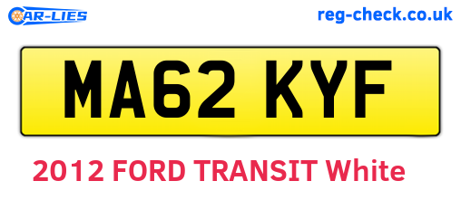 MA62KYF are the vehicle registration plates.