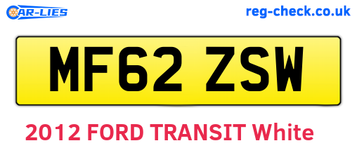 MF62ZSW are the vehicle registration plates.