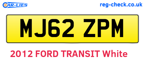 MJ62ZPM are the vehicle registration plates.