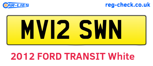 MV12SWN are the vehicle registration plates.
