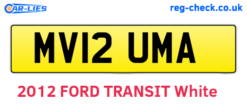 MV12UMA are the vehicle registration plates.