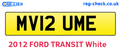 MV12UME are the vehicle registration plates.
