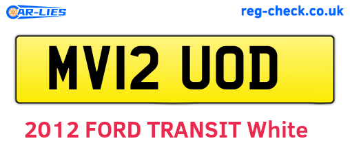 MV12UOD are the vehicle registration plates.