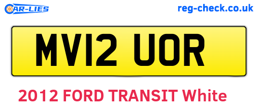 MV12UOR are the vehicle registration plates.