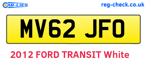 MV62JFO are the vehicle registration plates.