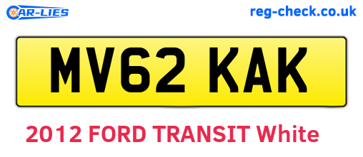 MV62KAK are the vehicle registration plates.