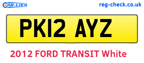 PK12AYZ are the vehicle registration plates.