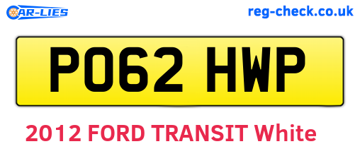 PO62HWP are the vehicle registration plates.