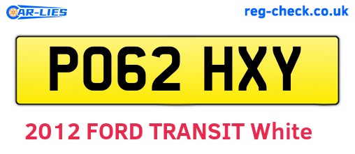 PO62HXY are the vehicle registration plates.