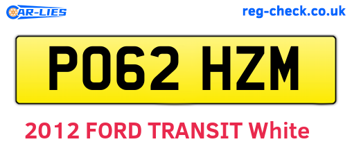 PO62HZM are the vehicle registration plates.