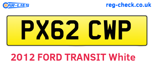PX62CWP are the vehicle registration plates.