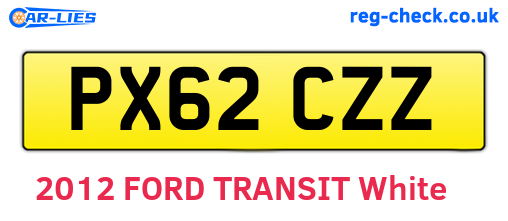 PX62CZZ are the vehicle registration plates.