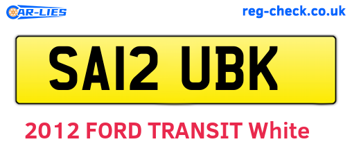 SA12UBK are the vehicle registration plates.