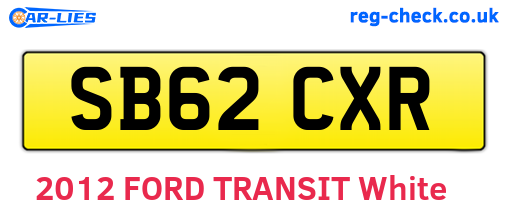 SB62CXR are the vehicle registration plates.