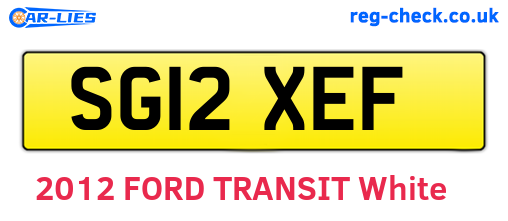 SG12XEF are the vehicle registration plates.
