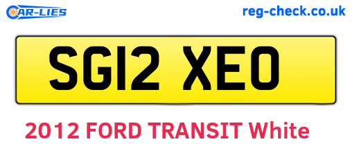 SG12XEO are the vehicle registration plates.
