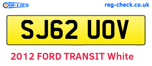 SJ62UOV are the vehicle registration plates.