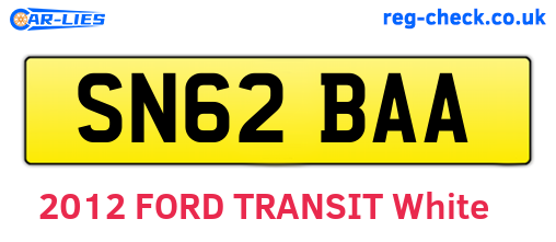SN62BAA are the vehicle registration plates.
