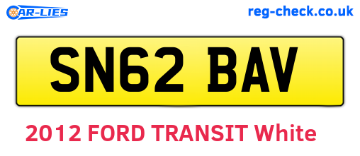 SN62BAV are the vehicle registration plates.