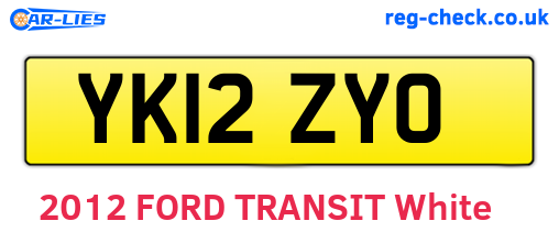 YK12ZYO are the vehicle registration plates.