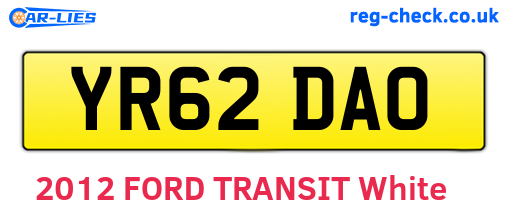 YR62DAO are the vehicle registration plates.