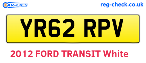 YR62RPV are the vehicle registration plates.