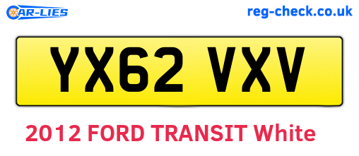 YX62VXV are the vehicle registration plates.