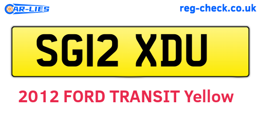 SG12XDU are the vehicle registration plates.