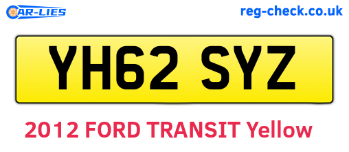 YH62SYZ are the vehicle registration plates.