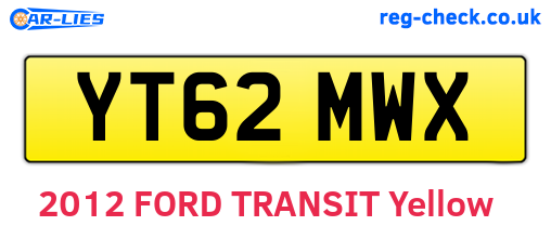 YT62MWX are the vehicle registration plates.