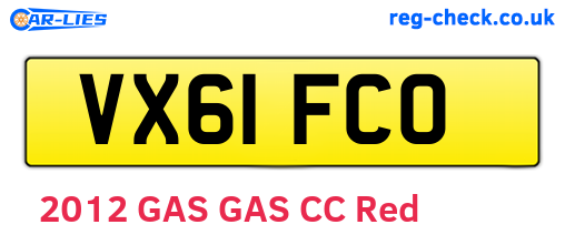 VX61FCO are the vehicle registration plates.