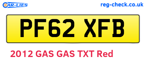 PF62XFB are the vehicle registration plates.