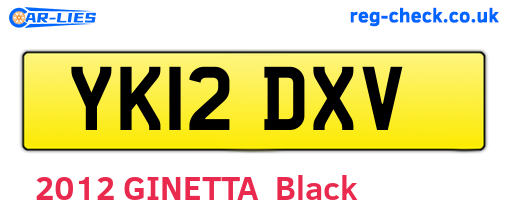 YK12DXV are the vehicle registration plates.