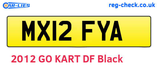 MX12FYA are the vehicle registration plates.