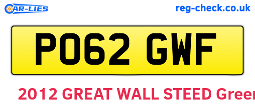 PO62GWF are the vehicle registration plates.