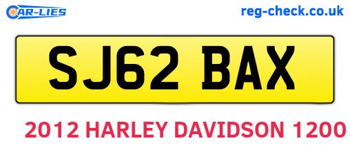 SJ62BAX are the vehicle registration plates.