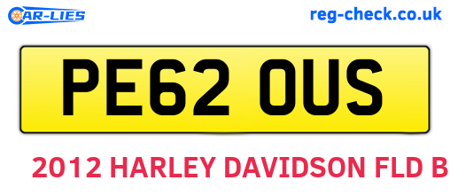 PE62OUS are the vehicle registration plates.