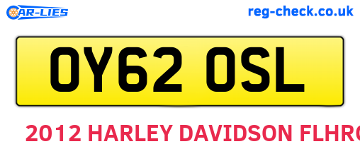 OY62OSL are the vehicle registration plates.