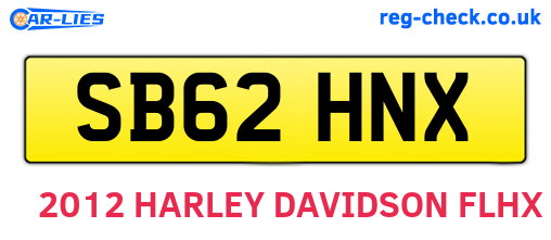 SB62HNX are the vehicle registration plates.