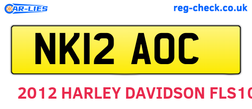 NK12AOC are the vehicle registration plates.