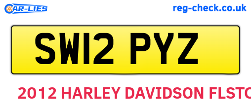 SW12PYZ are the vehicle registration plates.